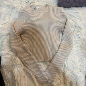 Zara cropped cream sweater